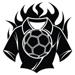 Obraz premium Hot soccer ball fire logo silhouette. football club graphic design logos or icons. vector illustration