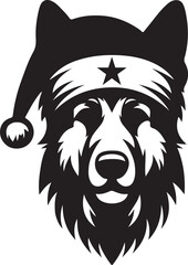 Merry Christmas Santa Cute dog silhouette vector design