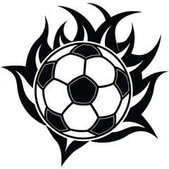 Fototapeta premium Hot soccer ball fire logo silhouette. football club graphic design logos or icons. vector illustration