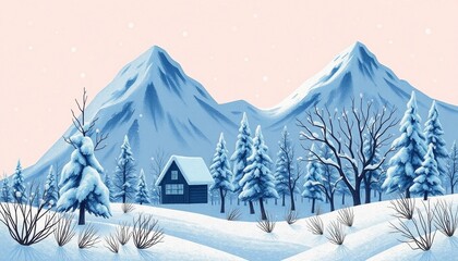 Fototapeta premium illustration vector hand drawn 3d winter art