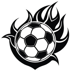 Obraz premium Hot soccer ball fire logo silhouette. football club graphic design logos or icons. vector illustration