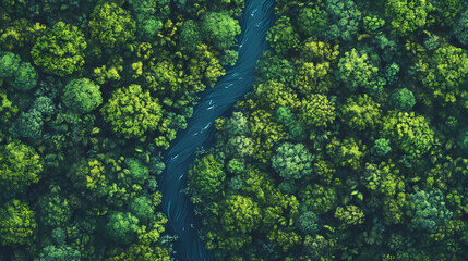 Fototapeta premium Aerial view of the amazon rainforest. generative ai. Amazon Rainforest. Illustration