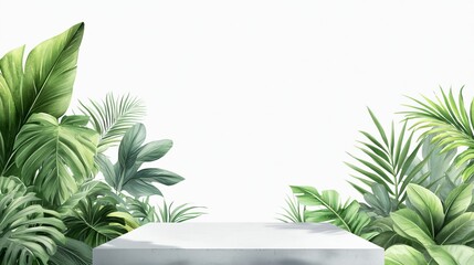 Obraz premium Design a worms-eye view platform set in a lush jungle, with towering trees and exotic plants casting dramatic shadows