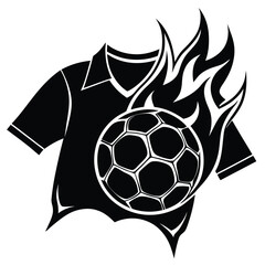 Fototapeta premium Hot soccer ball fire logo silhouette. football club graphic design logos or icons. vector illustration