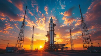 Majestic Rocket Launch at Sunset