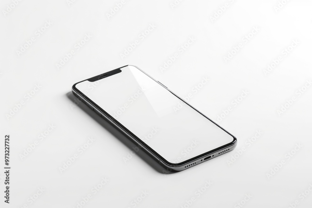 Poster a simple design of a black and white phone placed on a white surface