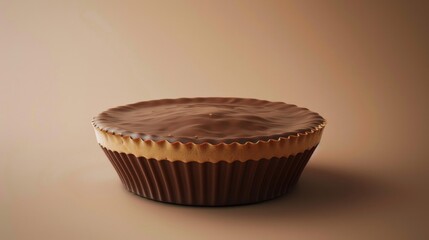 Silky Smooth Chocolate Tart on Beige Background