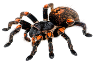 Close-up of a vibrant tarantula showcasing detailed textures and colors, ideal for educational or nature-themed projects.