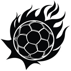 Obraz premium Hot soccer ball fire logo silhouette. football club graphic design logos or icons. vector illustration