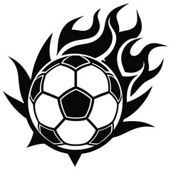 Obraz premium Hot soccer ball fire logo silhouette. football club graphic design logos or icons. vector illustration