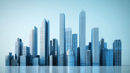Fototapeta premium Modern City Skyline with Reflective Skyscrapers at Daytime