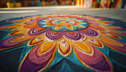 Fototapeta premium Mandala Sand Art, colorful tibetan sand mandala, colorful mandala, sand art