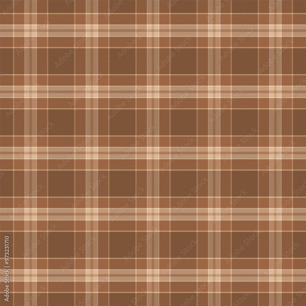 Wall mural plaid with twill weave repeat pattern.gingham seamless pattern in brown.checkered tartan geometric g