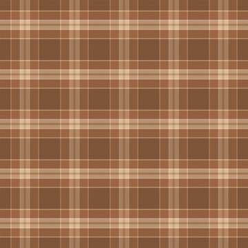 Plaid with twill weave repeat pattern.Gingham seamless pattern in brown.Checkered tartan Geometric graphic vector illustration background design for fabric and print.
