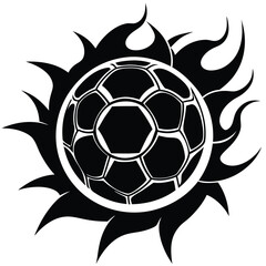 Obraz premium Hot soccer ball fire logo silhouette. football club graphic design logos or icons. vector illustration