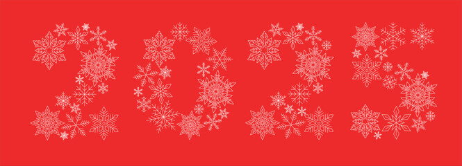 The new year of the snake 2025, graphic figures made of snowflakes. Happy winter holidays. linear graphics. the design style. background for preparing for the holidays.