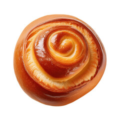 Fototapeta premium Deliciously baked sweet bun with a soft, golden swirl and glossy finish, perfect for desserts or breakfast treats.