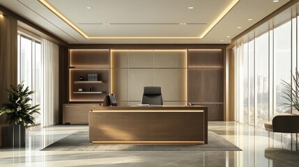 Modern Executive Office Design with Panoramic City Views