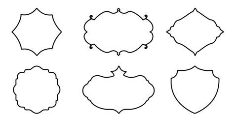 Isolated vintage frames set on a white backdrop. Decorative border. Vector 
