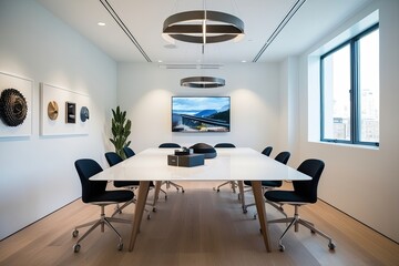 Sleek Contemporary Workspace in Bright Surroundings for Efficient Product Presentations