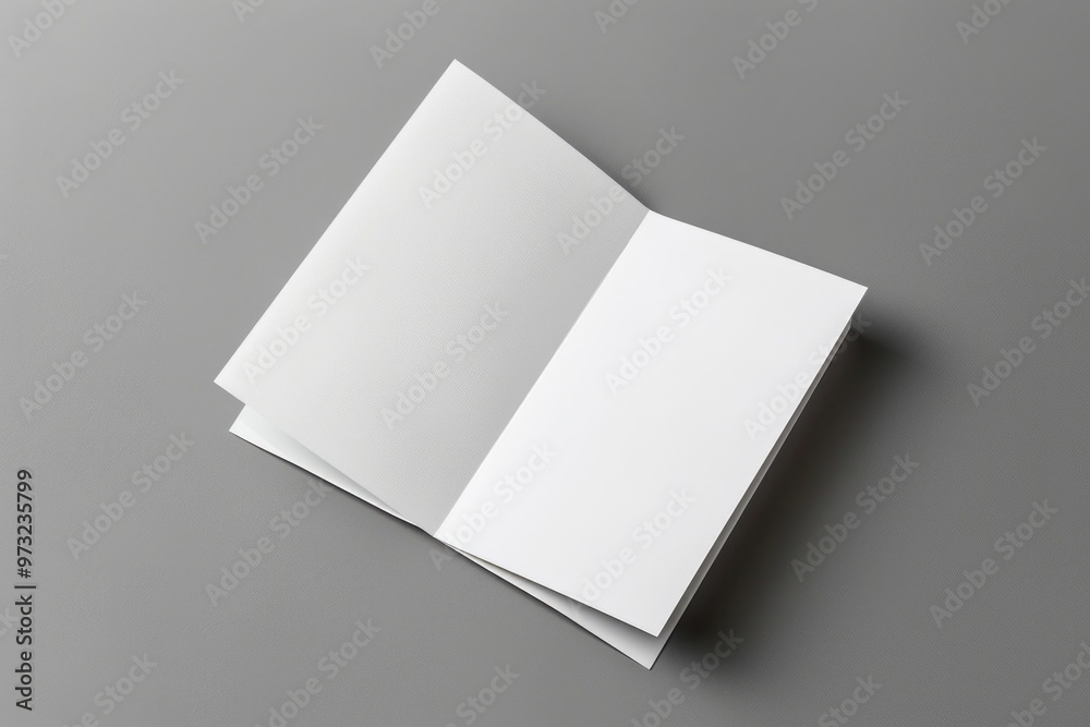 Poster a close-up of an open white book on a gray background