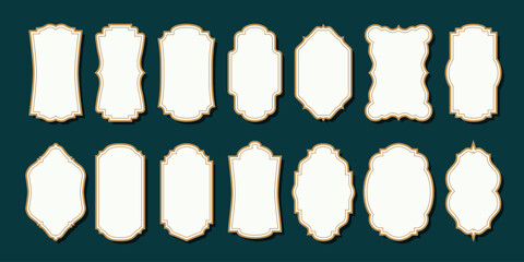 Set of 14 blank vintage style label designs featuring decorative borders