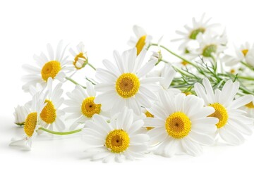 Fototapeta premium A bouquet of yellow and white flowers on a clean white background