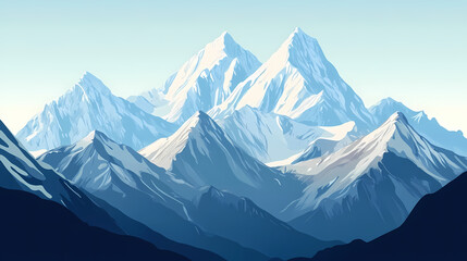 Fototapeta premium Peaks of high mountains, banner. Himalayan Mountains. Illustration