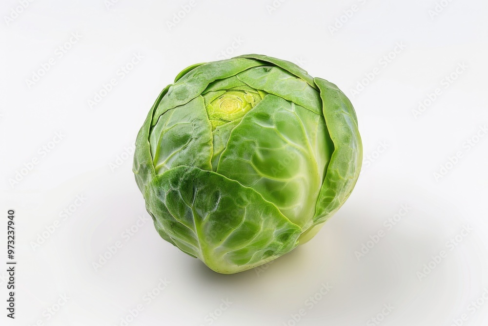 Poster a close-up shot of a cabbage on a white background