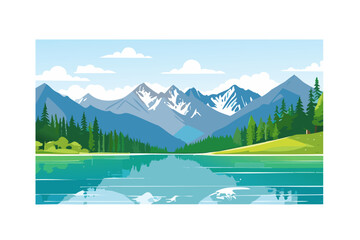 Mountain lake with mountains in the background