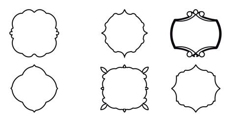 Isolated vintage frames set on a white backdrop. Decorative border. Vector 
