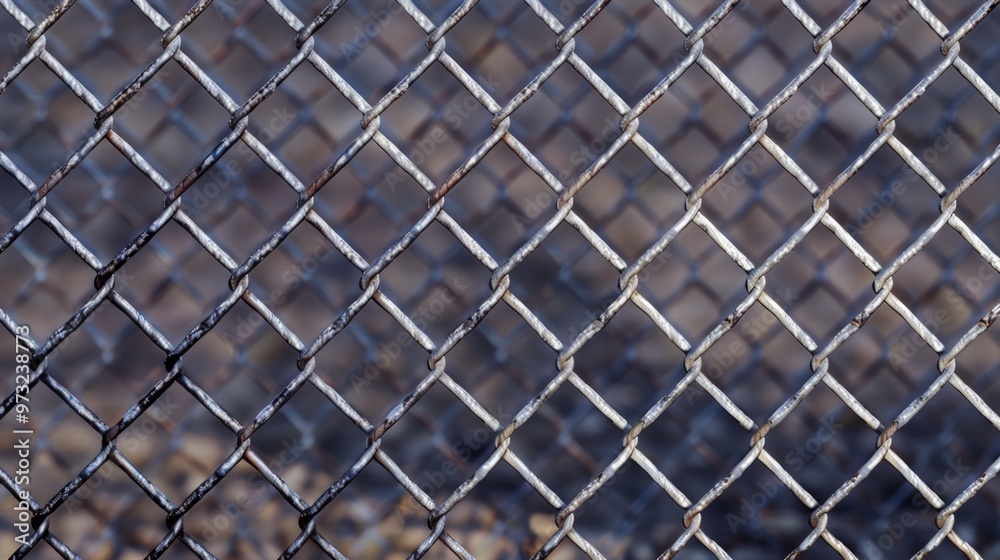 Aufkleber a close-up shot of a worn and rusty chain link fence with some overgrown vegetation