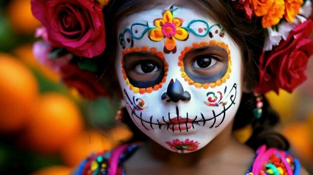 A girl white carnival mask