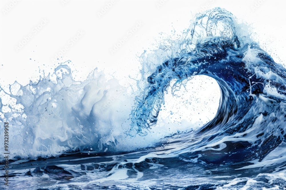 Poster A large wave crashes into the ocean, creating a powerful and dynamic scene