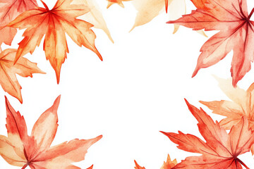 Fototapeta premium 赤い紅葉のフレーム, 水彩イラスト, 秋