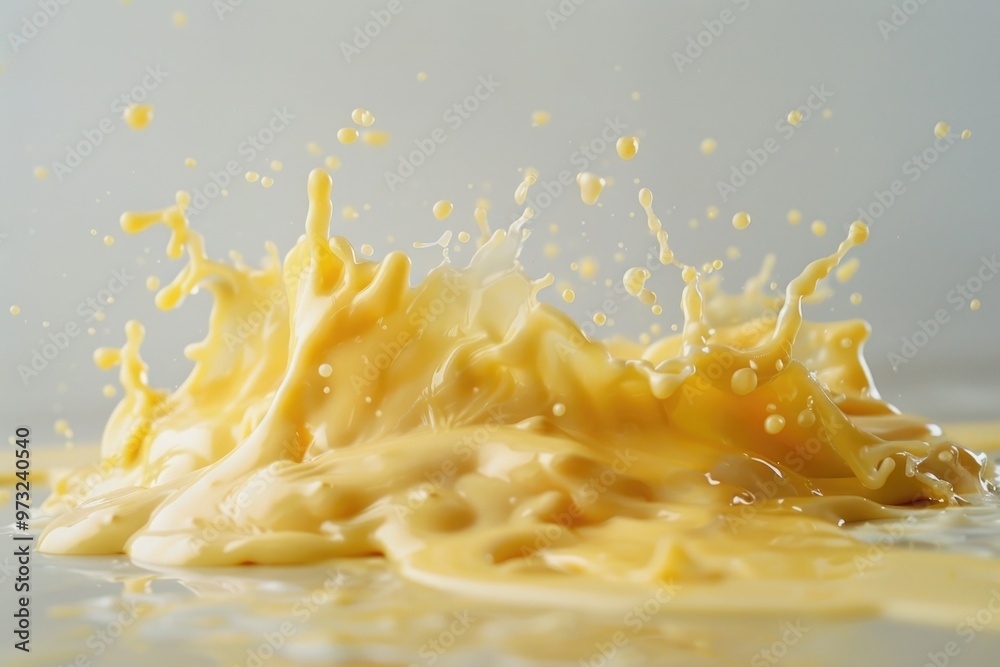 Poster a close-up view of a yellow substance on a table
