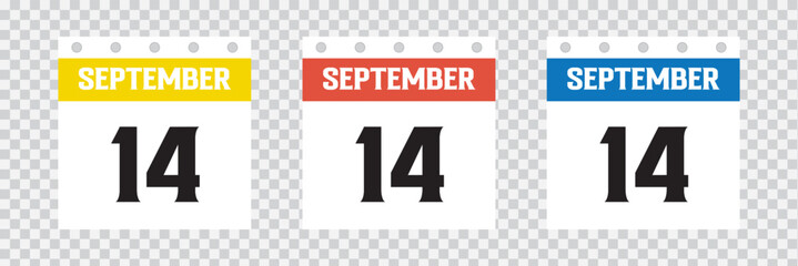 14 September Calendar. September Calendar Vector Illustration