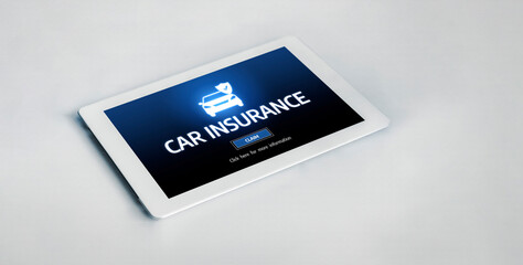 car insurance online website on computer screen for insure your car damage snugly
