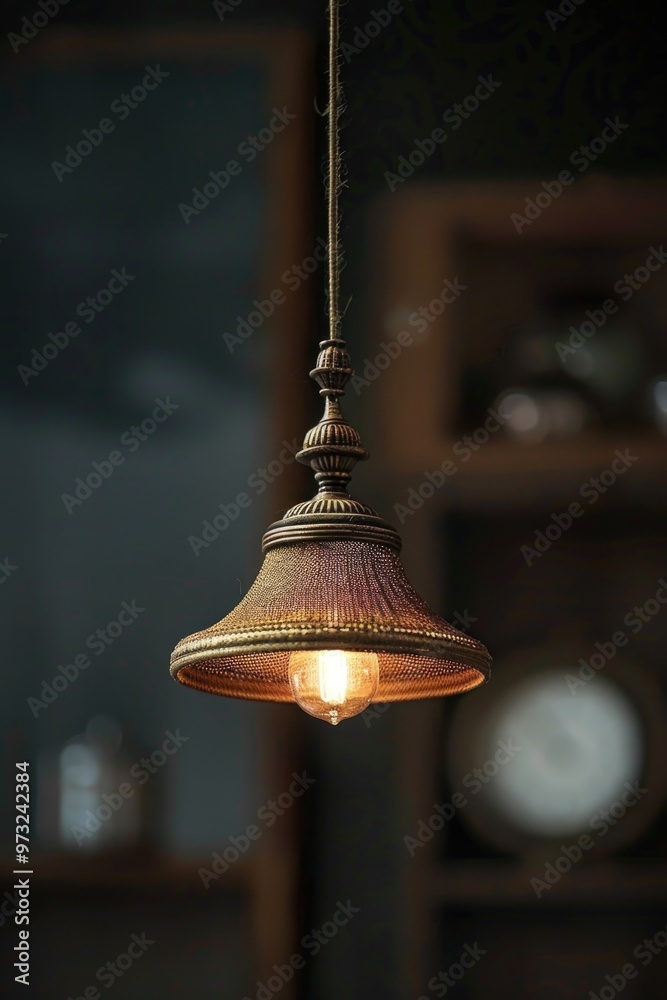 Aufkleber a close-up view of a light hanging from a ceiling, ideal for use in interior design or architectural