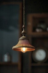 Obraz premium A close-up view of a light hanging from a ceiling, ideal for use in interior design or architectural photography