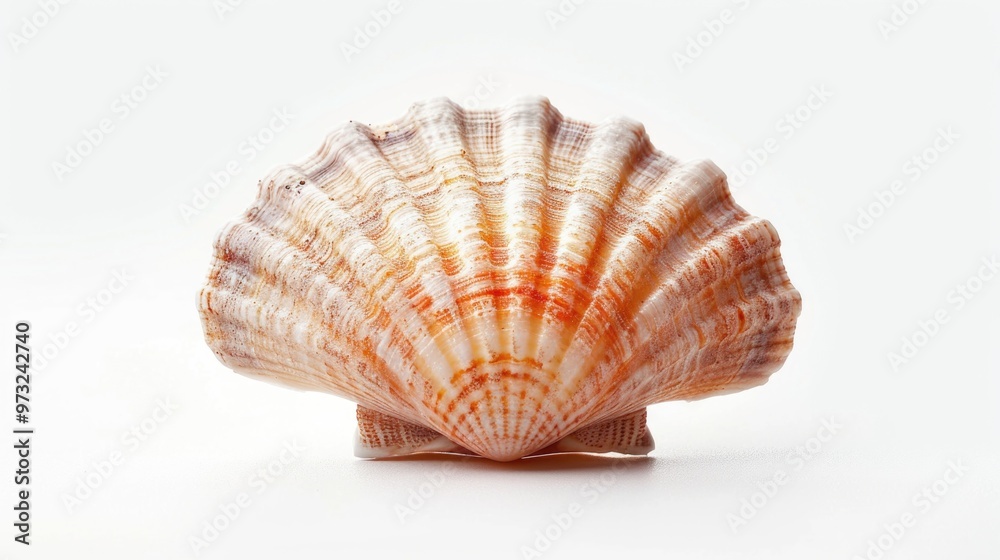 Poster a close-up photo of a single shell on a white surface