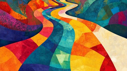 Fototapeta premium A captivating journey unfolds through vibrant twisting paths of color and form