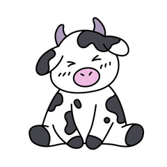 Cute vector cow. Flat illustration. Isolated on white background.