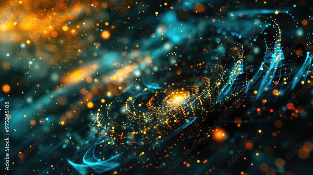 Poster a computer-generated image of a swirling black hole