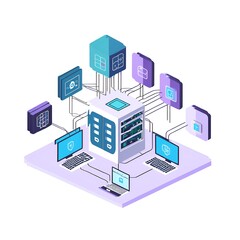 3d render of a modern building with a computer