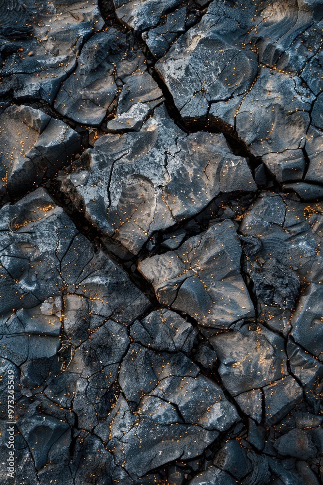 Poster Close-up view of a rocky surface with visible cracks, suitable for use in science and nature-related projects