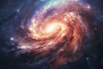 Obraz premium A spiral galaxy with stars and cosmic dust in the background