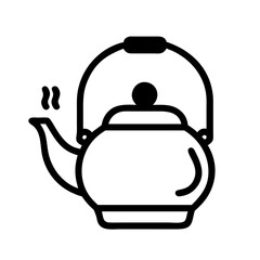 Obraz premium Tea kettle with steam icon, cozy mood, kitchen illustration, simple design