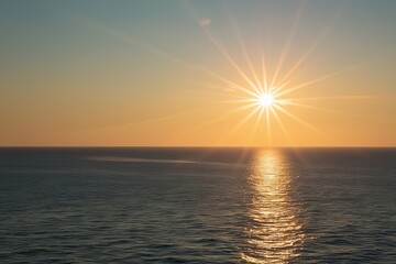 Fototapeta premium Shimmering Sunlight and Awakening Rays on the Horizon