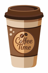 A colorful illustration of a paper cup with a coffee drink, perfect for adding a touch of warmth and comfort to your designs. This cheerful graphic is ideal for coffee shops, cafes.